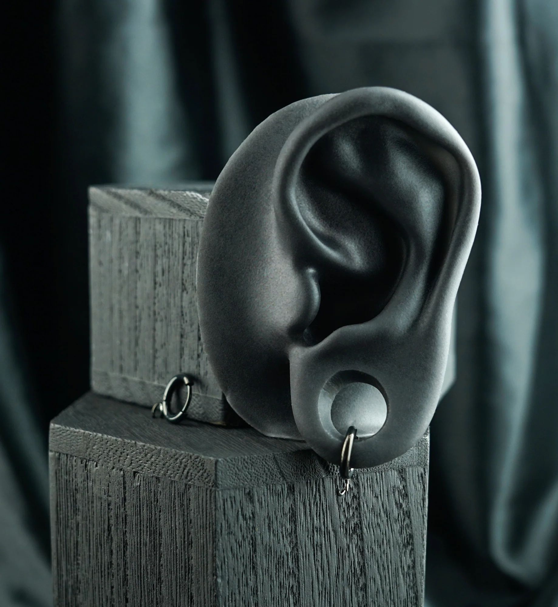 Black PVD Custom Stainless Steel Hinged Hoop Huggie Earrings - Image 2