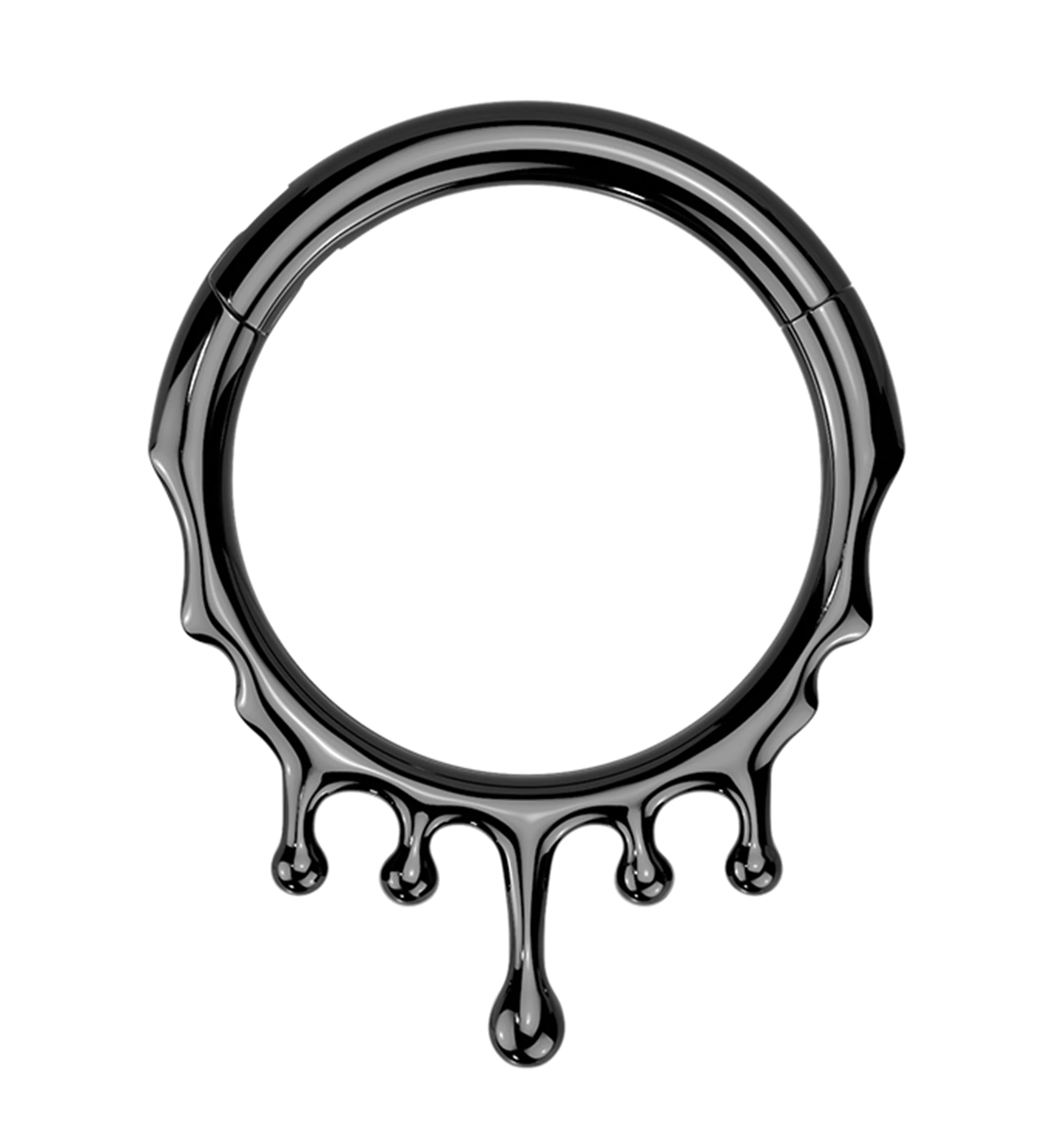 Black PVD Drip Titanium Hinged Segment Ring