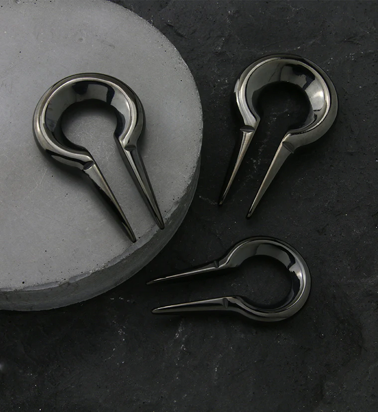 Black PVD Keyhole Stainless Steel Ear Weights - Image 2