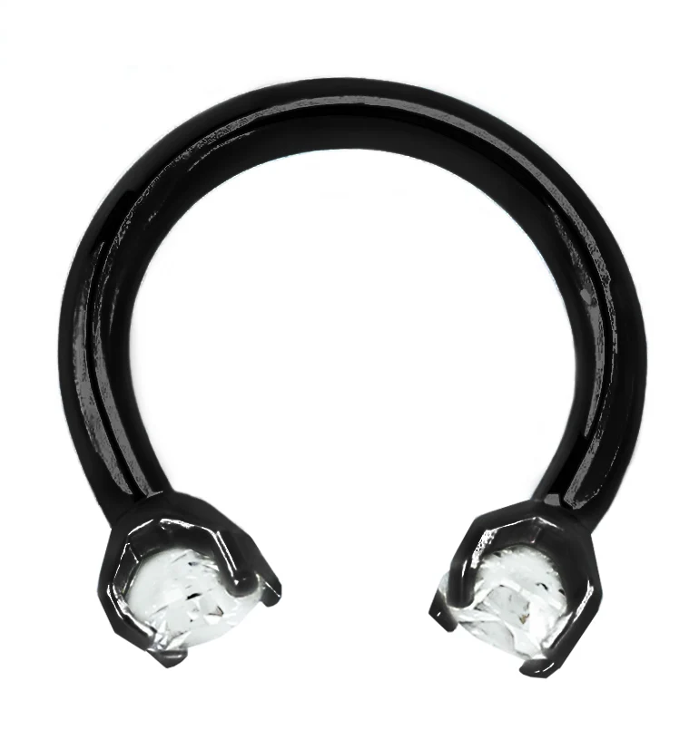 Black PVD Prong Set CZ Circular Barbell