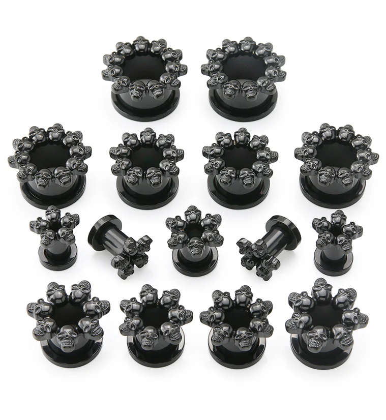 Skull Orbed Black PVD Stainless Steel Tunnel Plugs - Image 3