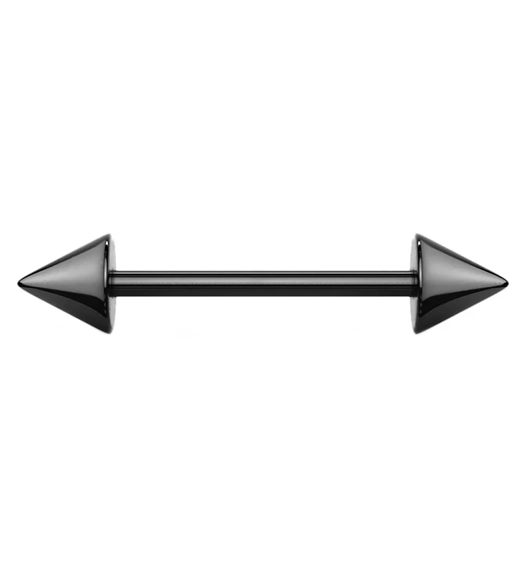 Black PVD Spike Stainless Steel Barbell