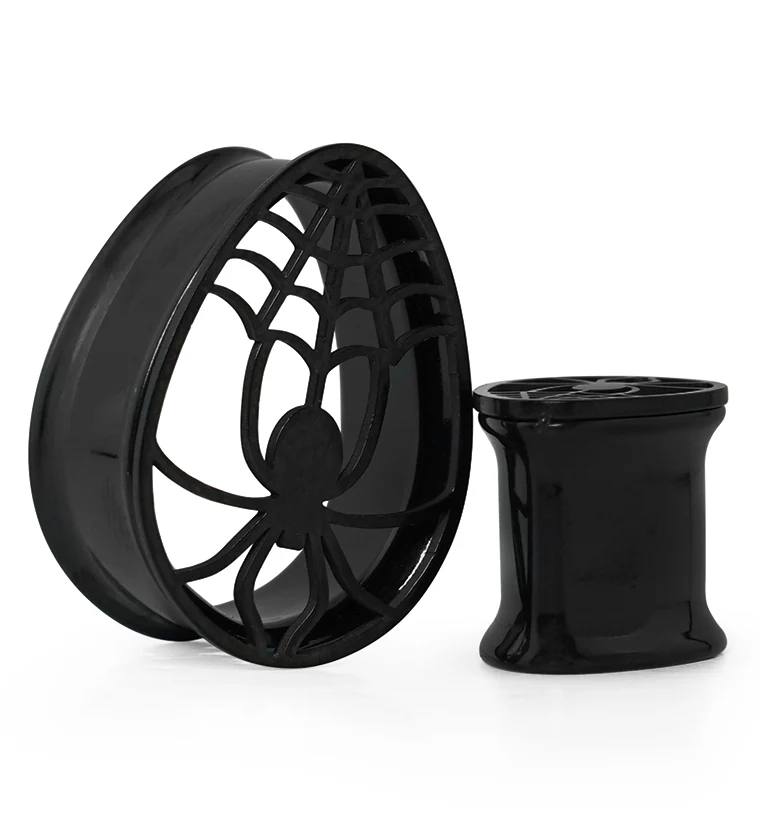 Black PVD Teardrop Spider Web Cutout Tunnels