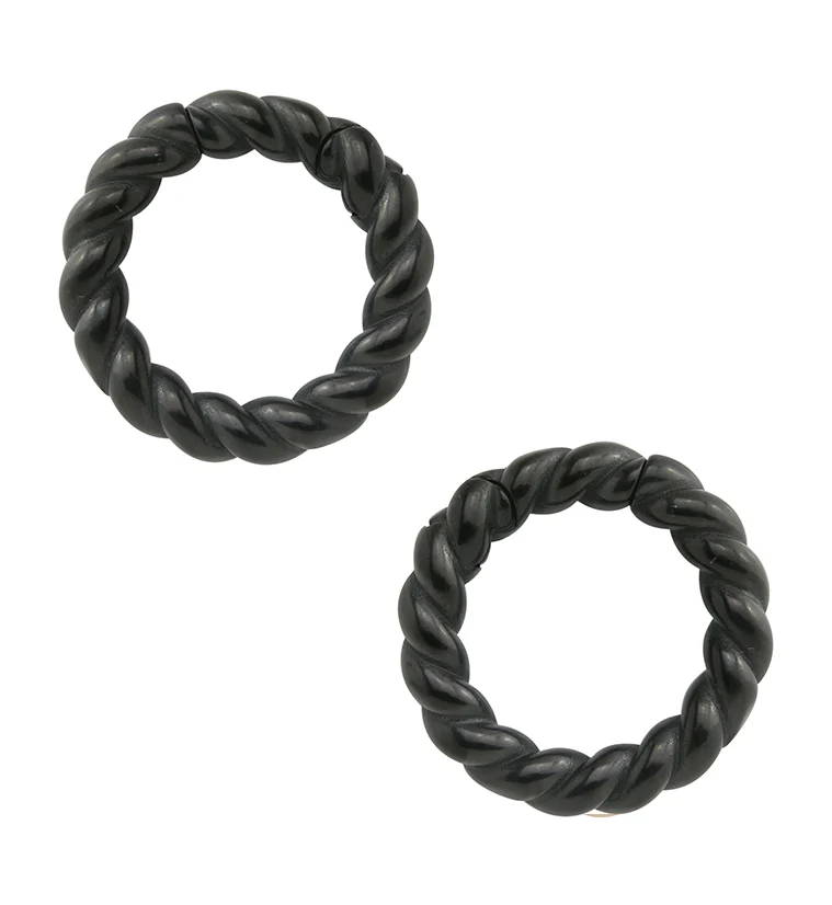 Black PVD Twist Stainless Steel Hinged Ear Weights