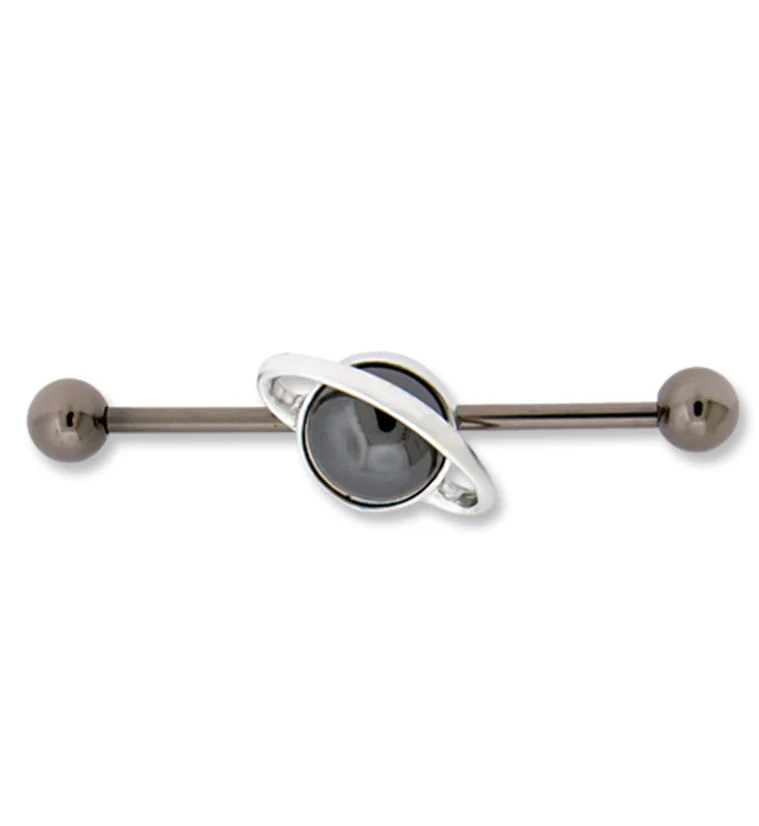 Black Saturn Industrial Barbell