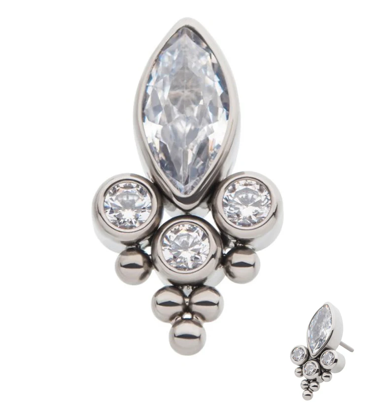 Blooming Marquise CZ Titanium Threadless Top