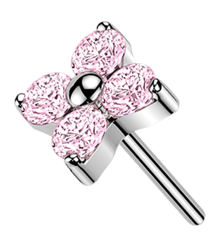 Blossom Pink CZ Titanium Threadless Top