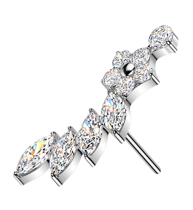 Blossom Trail CZ Titanium Threadless Top
