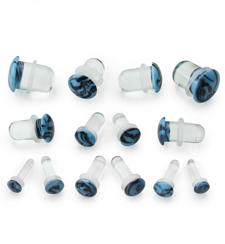 Blue & Black Haze Single Flare Glass Plugs - Image 2