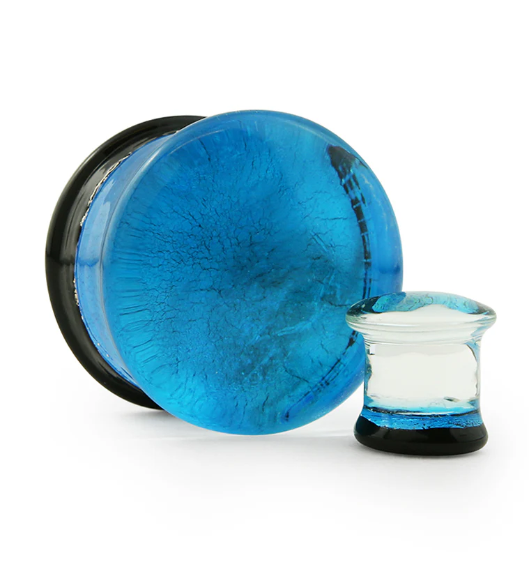 Blue Dichroic Glass Plugs