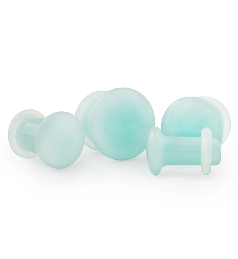 Blue Glow in the Dark Glass Plugs - Single Flare - Image 2