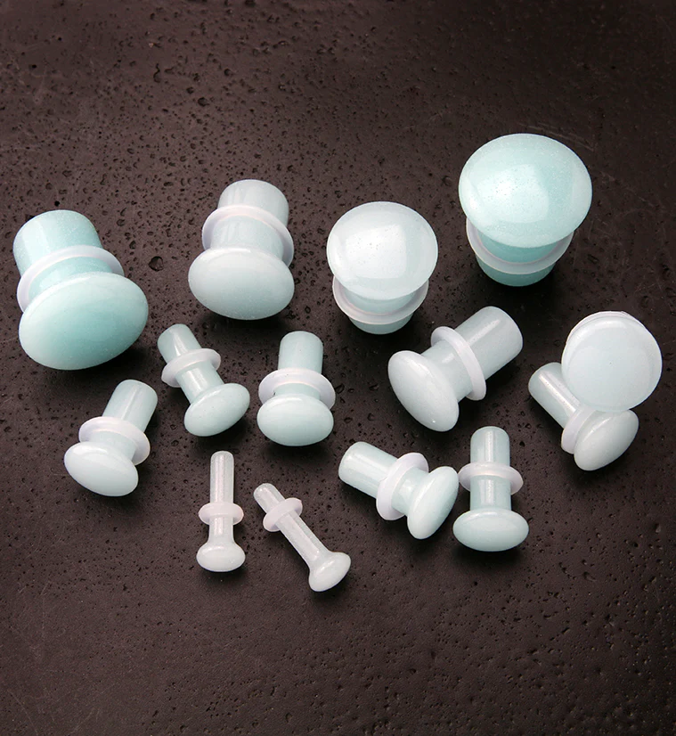 Blue Glow in the Dark Glass Plugs - Single Flare - Image 6