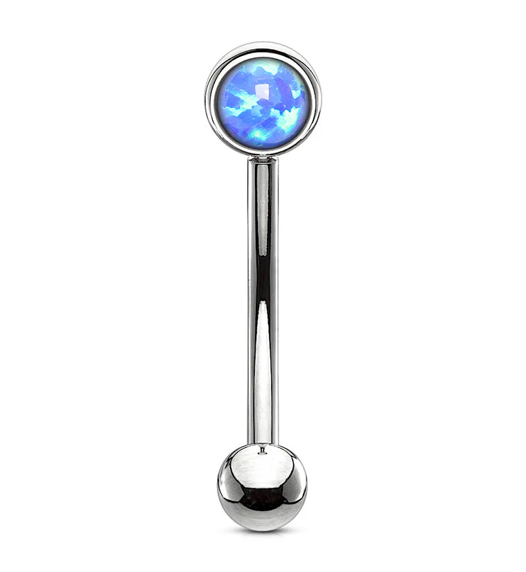 Blue Opal Flat Back Curved Barbell