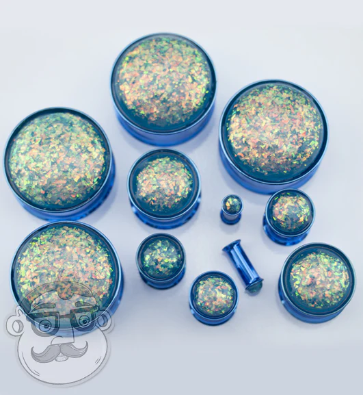 Blue Opalite Flash PVD Stainless Steel Plugs - Image 4