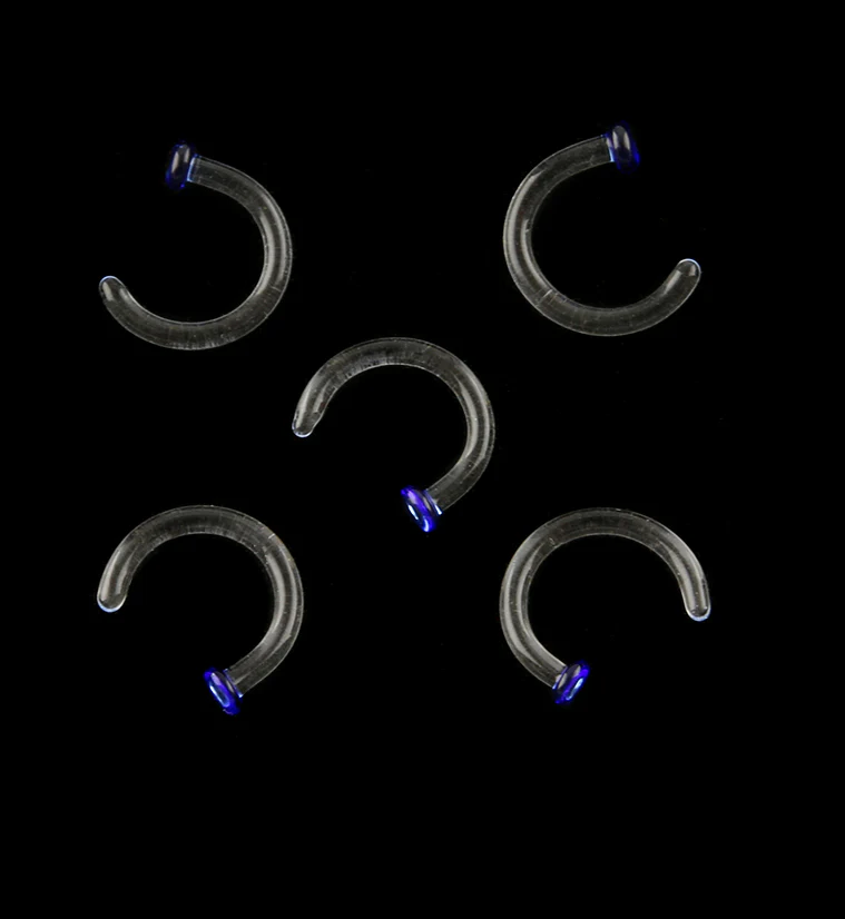 Blue Top Glass Hoop Nose Ring