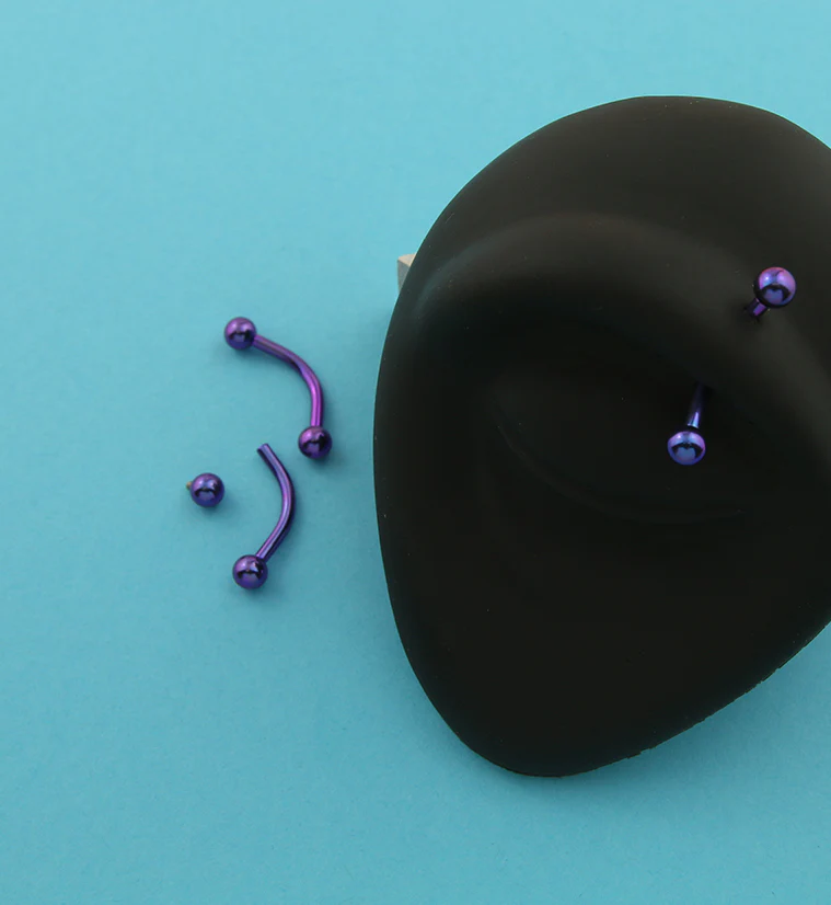 Blurple Titanium Internally Threaded Curved Barbell - Image 2