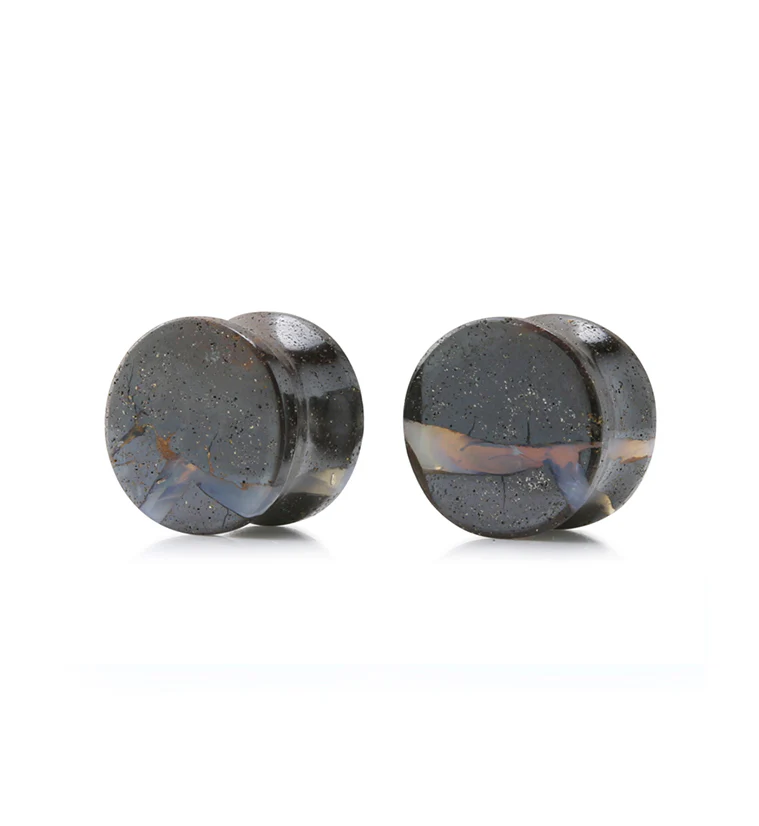 Boulder Opal Stone Plugs 1/2" (12mm) Version 5 - Image 2