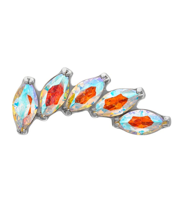 Cascade Rainbow Aurora CZ Titanium Threadless Top