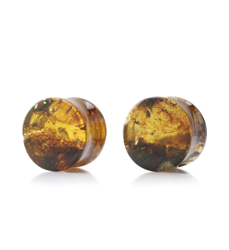 Chiapas Amber Plugs 5/8" (15.5mm) - Version 18 (Small Dent) - Image 2