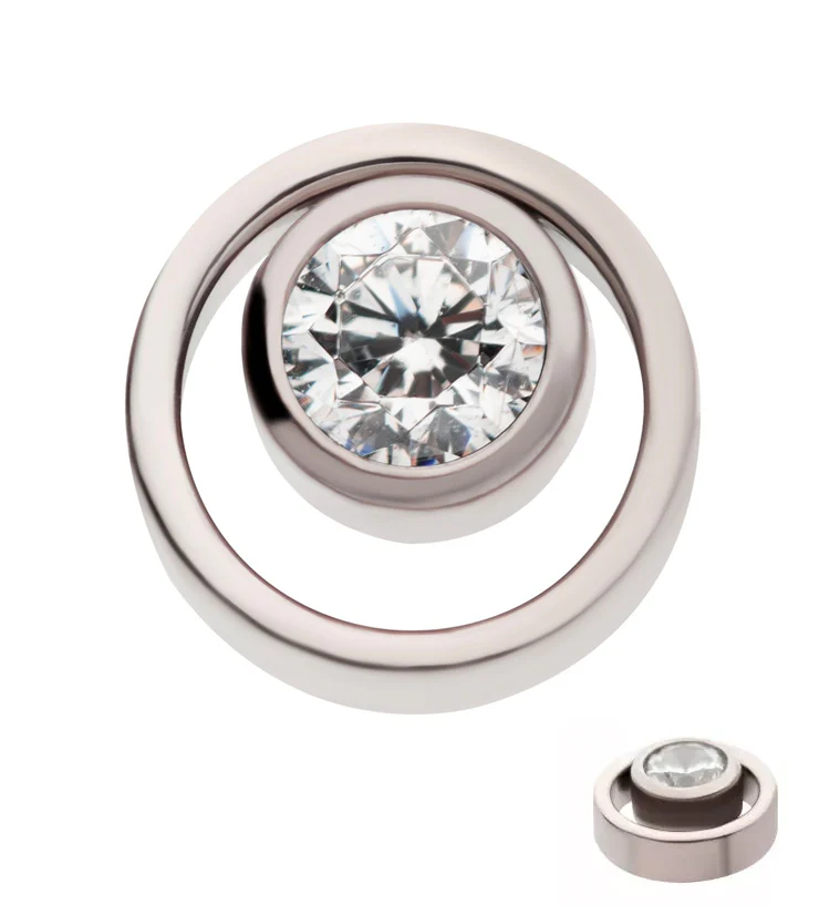 Orbit Clear CZ Internally Threaded Titanium Top