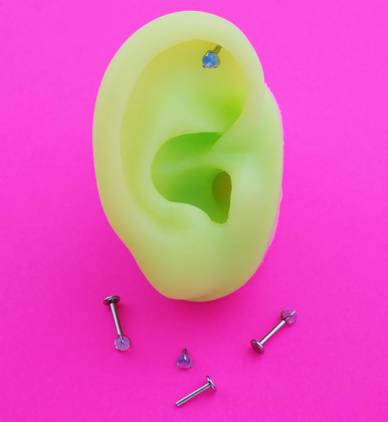 Claw Pink Opalite Internally Threaded Titanium Labret - Image 2