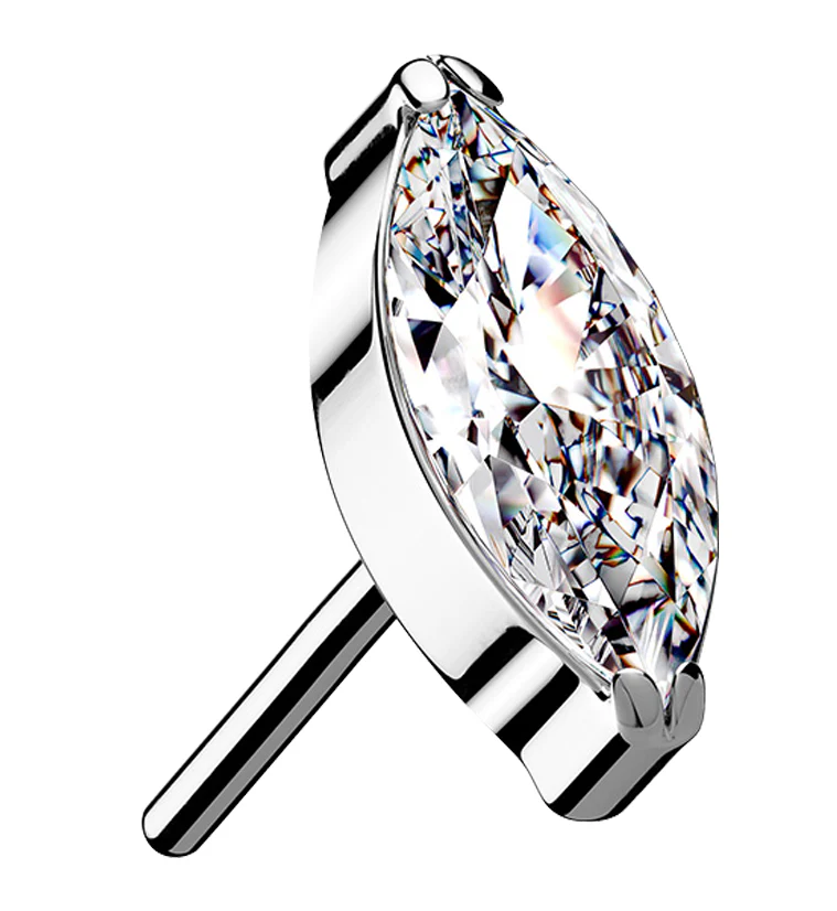 Clear CZ Oval Titanium Threadless Top