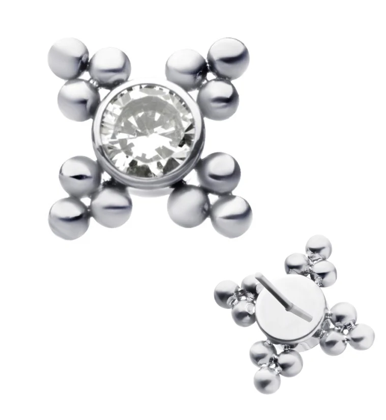 Cluster Beaded CZ Titanium Threadless Top