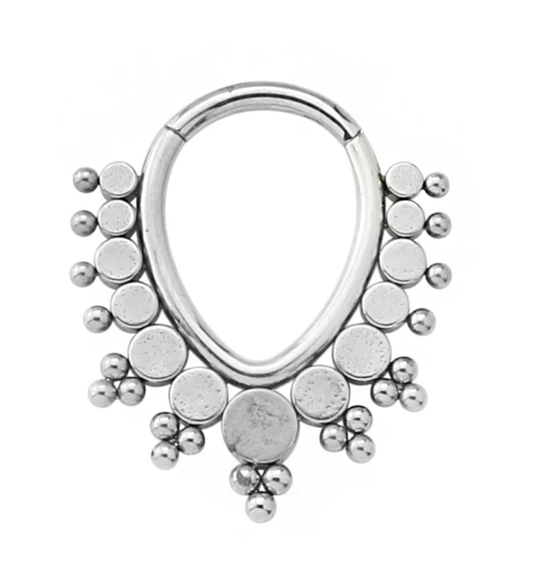 Colure Teardrop Stainless Steel Hinged Segment Ring