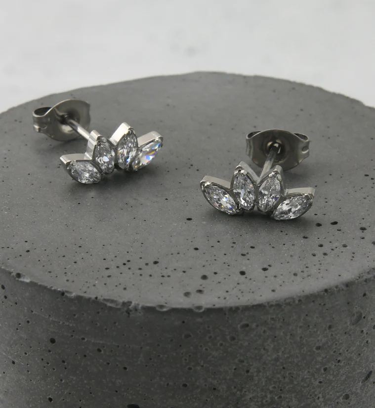 Contessa Clear CZ Titanium Threadless Earrings - Image 2