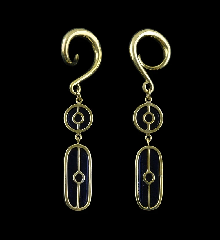 Coral Double Dichroic Plane Glass Brass Ear Weights - Image 2