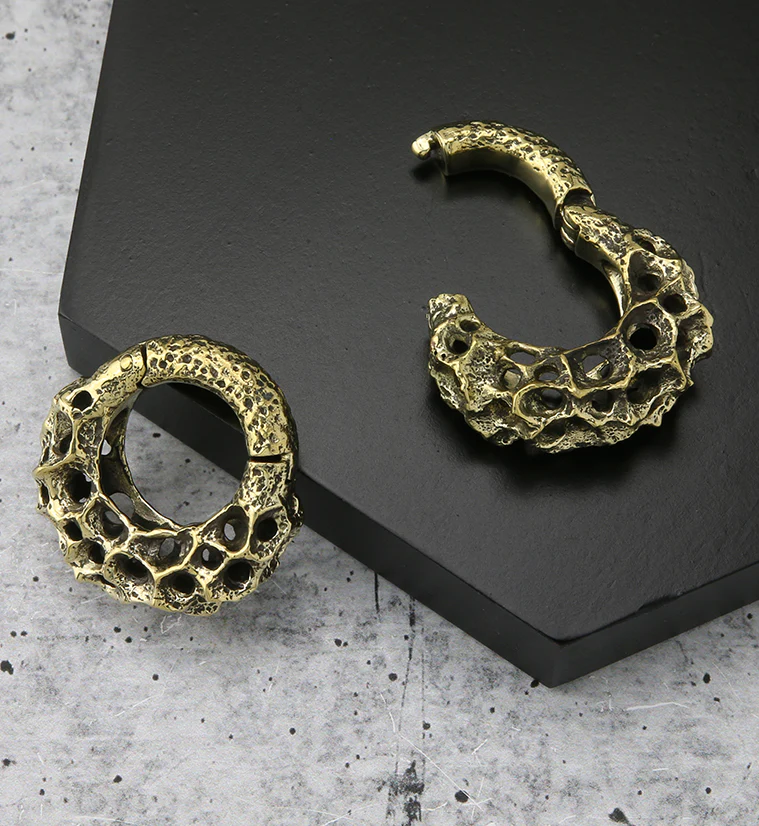 Crater Brass Hinged Ear Weights - Image 2