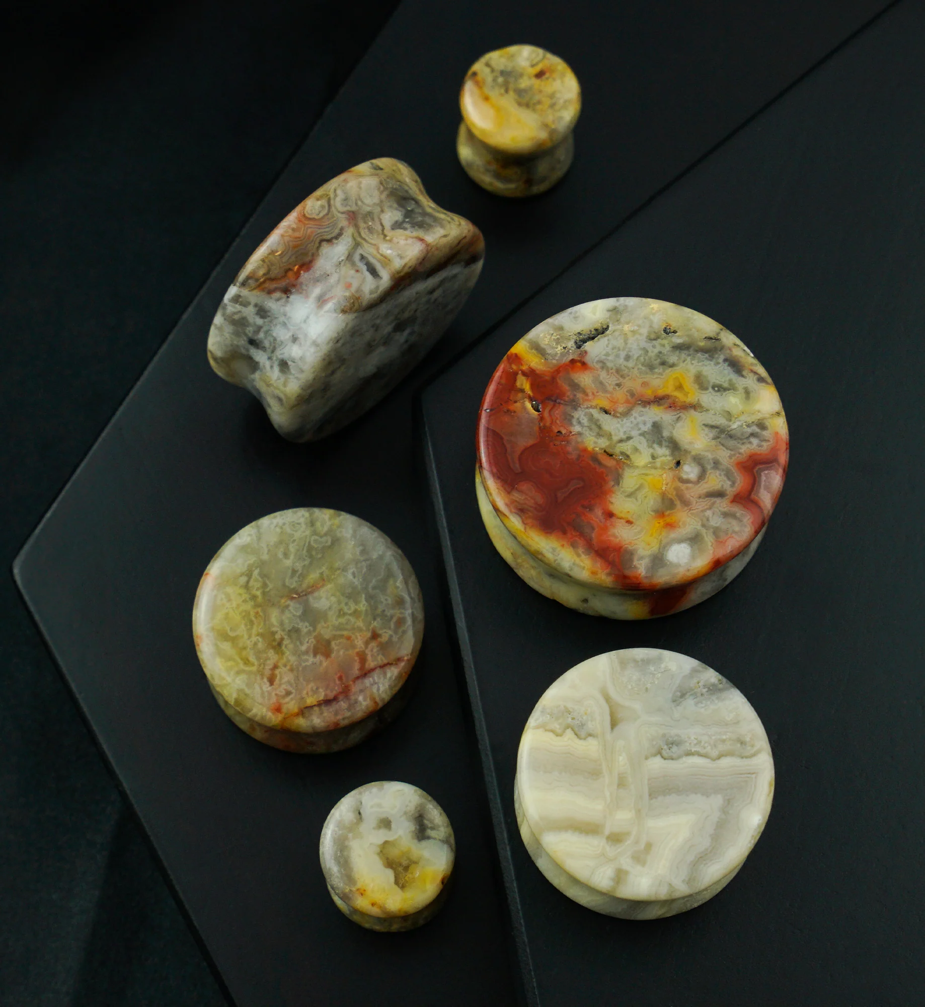 Crazy Lace Agate Stone Plugs - Image 2