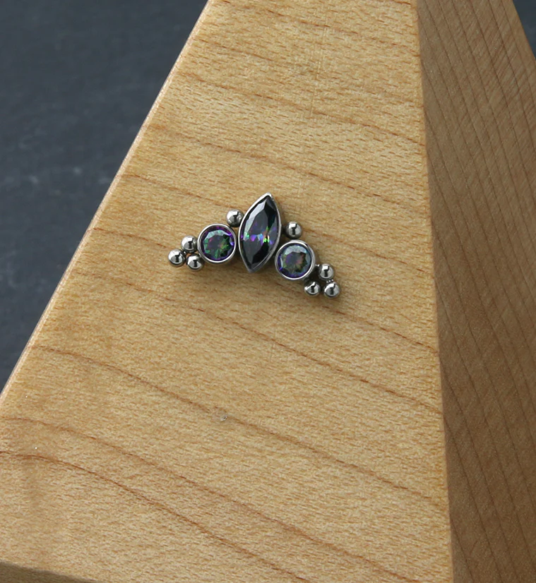 Crest Black Aurora CZ Threadless Titanium Top - Image 2