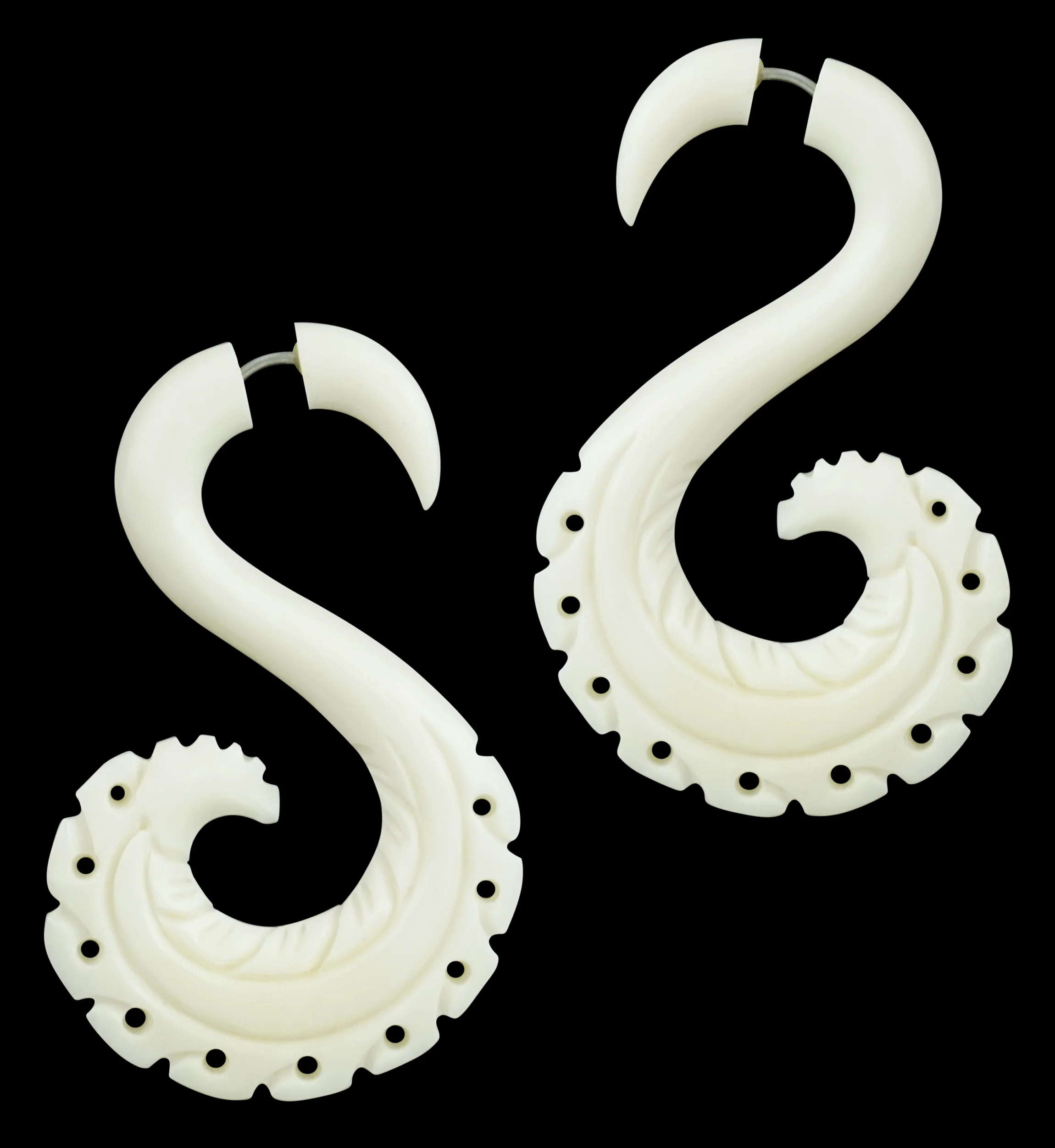 Darma Curl Fake Gauges Spiral Bone Earrings