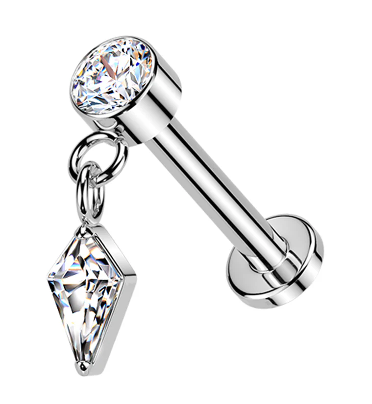 Dart CZ Dangle Titanium Threadless Labret