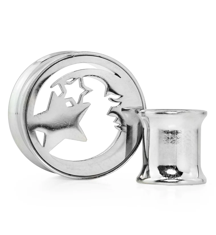Day And Night Stainless Steel Double Flare Tunnel Plugs - Image 4