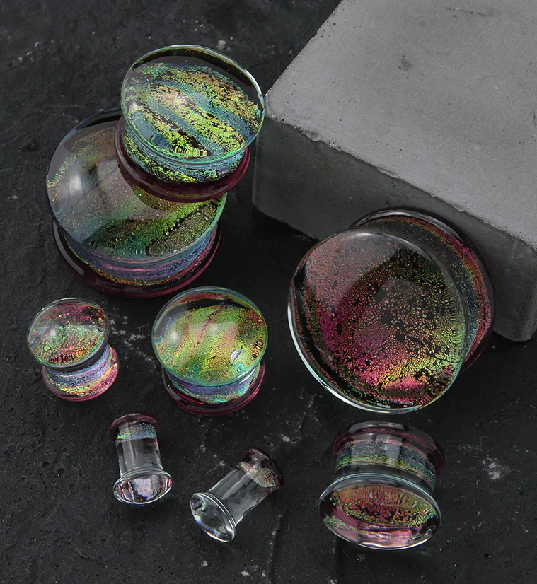 Daybreak Dichroic Glass Double Flare Plugs - Image 2