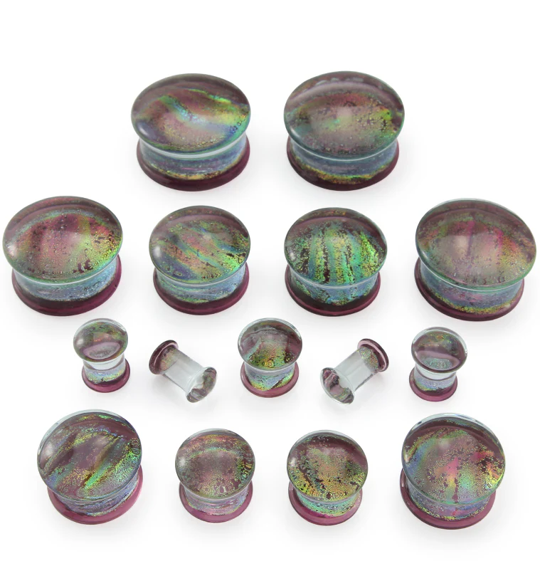 Daybreak Dichroic Glass Double Flare Plugs - Image 4