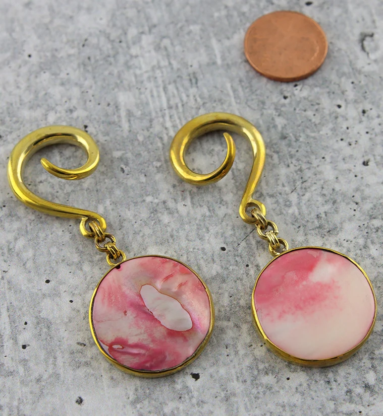 Disk Pink Mother of Pearl Shell Hangers - Image 2