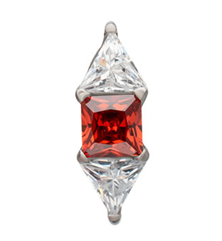 Double-Edged Garnet CZ Titanium Threadless Top