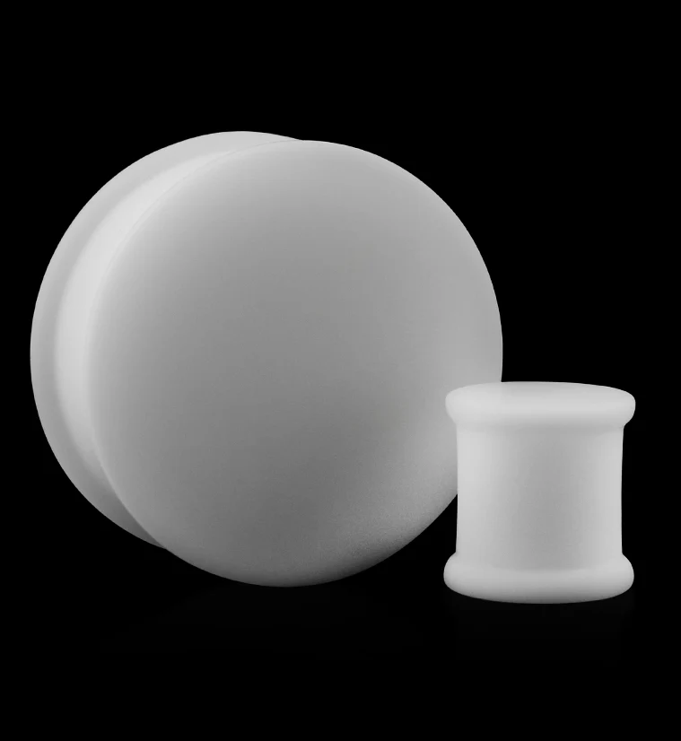 Double Flare Matte White Silicone Plugs
