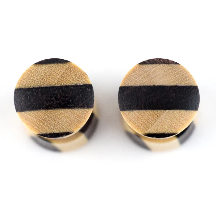 Double Stripe Wooden Fake Gauges Plugs - Image 3
