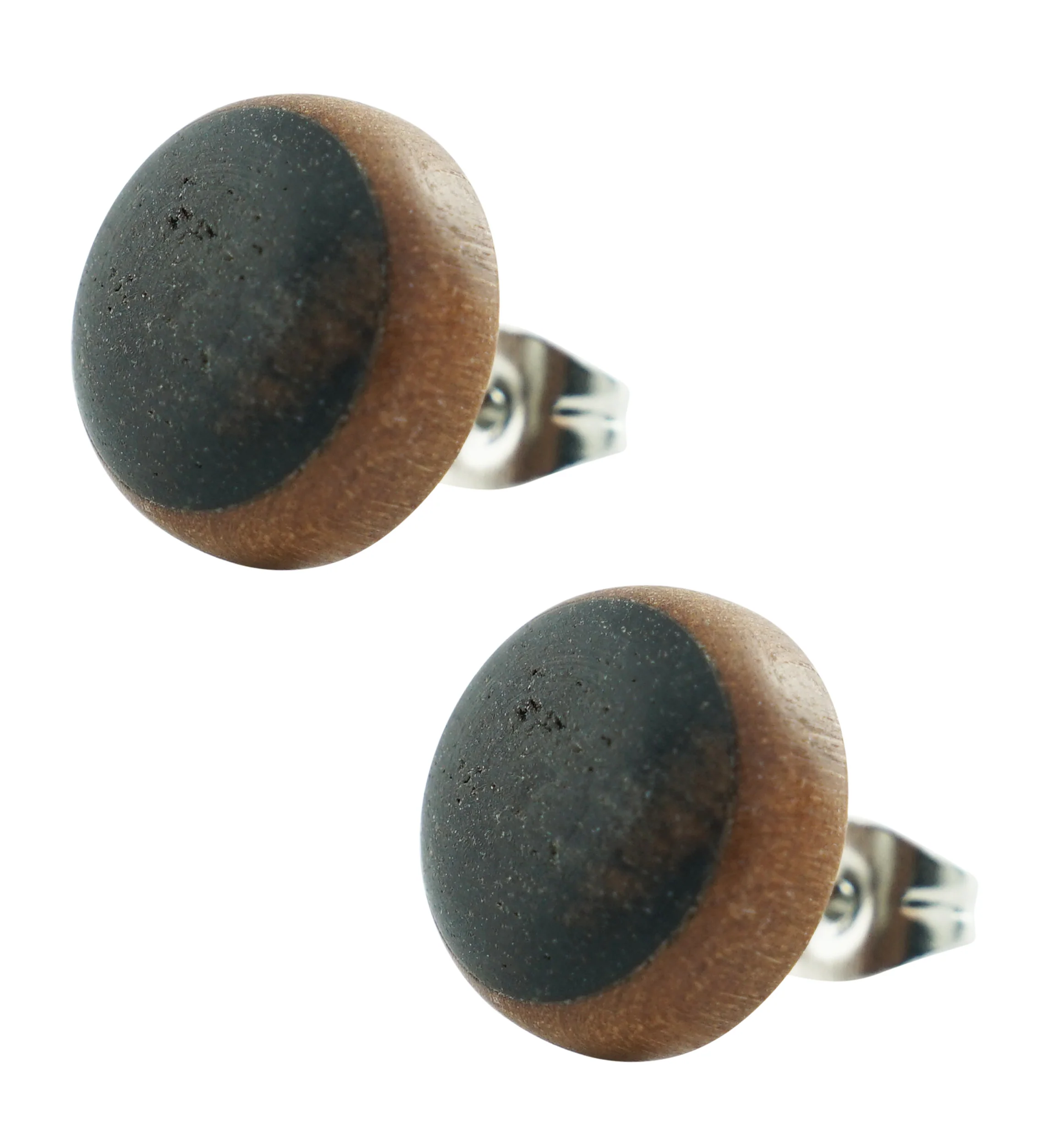 Double Wooden Stainless Steel Stud Earrings