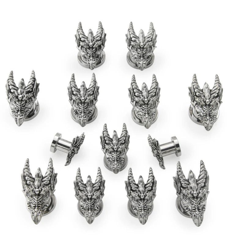 Dragon Head Stainless Steel Tunnel Plugs - Image 2