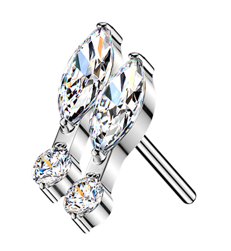 Duo Icicle Drip CZ Titanium Threadless Top