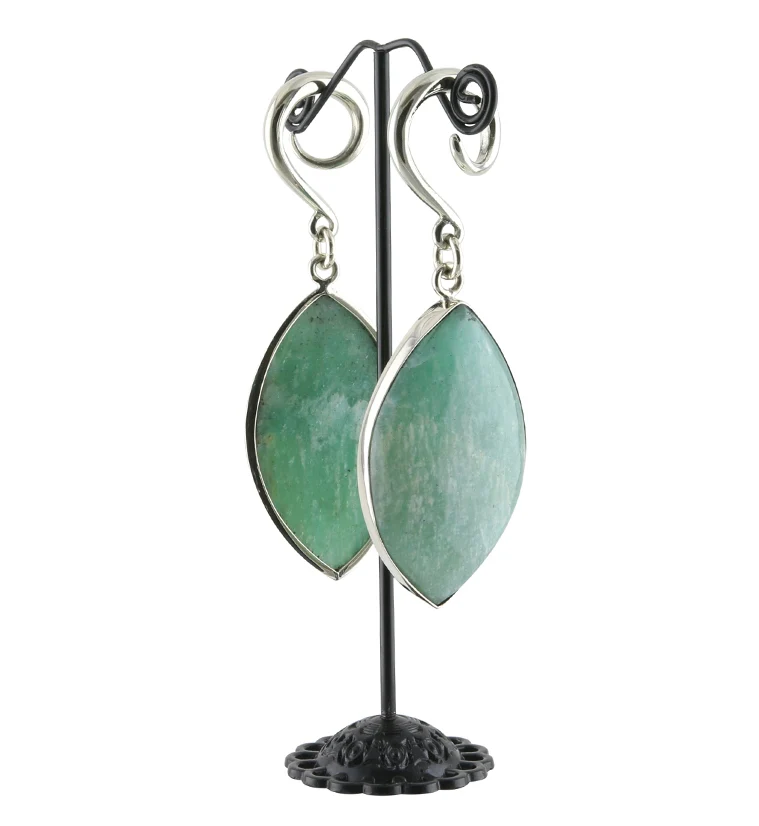 Elliptic Amazonite Stone Ear Weights - Image 2