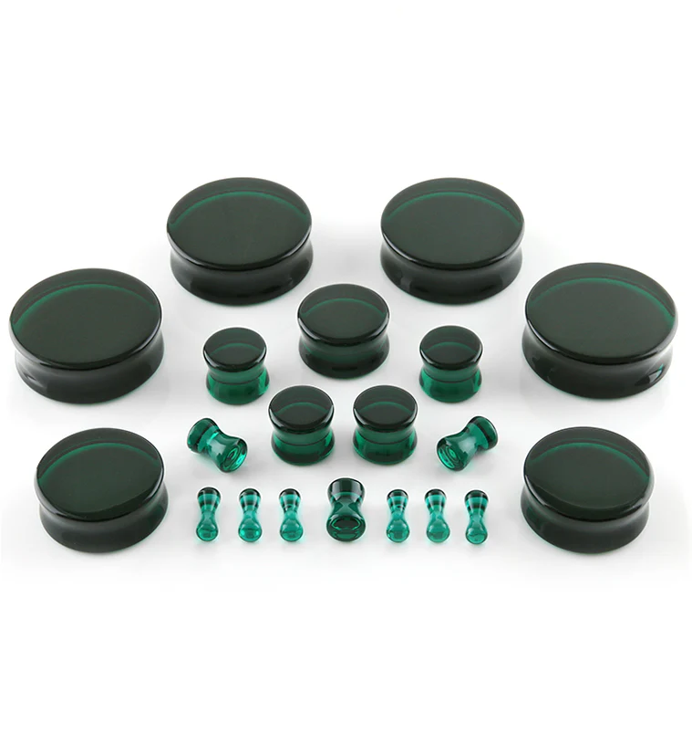 Emerald Green Double Flare Glass Plugs - Image 2