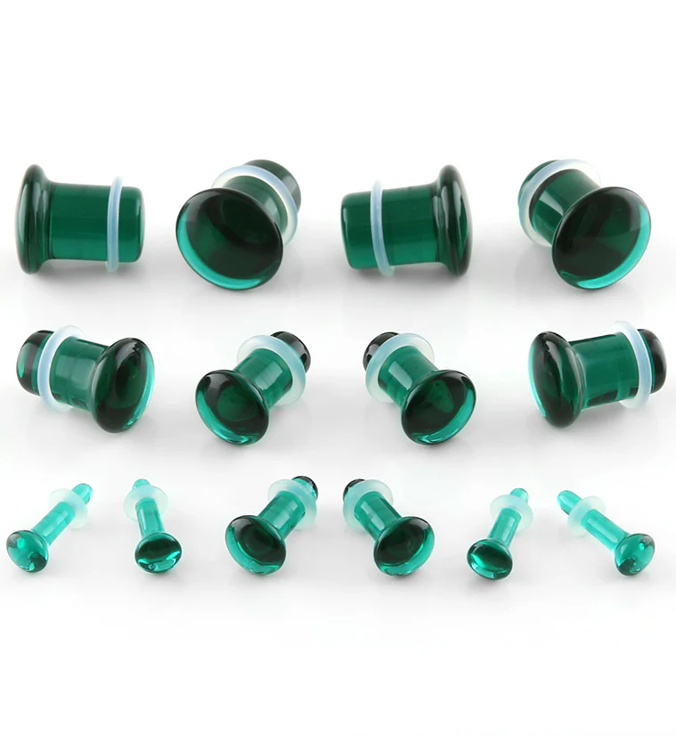 Emerald Green Glass Plugs - Single Flare - Image 2