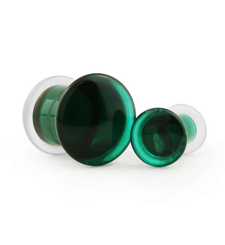 Emerald Green Glass Plugs - Single Flare - Image 3