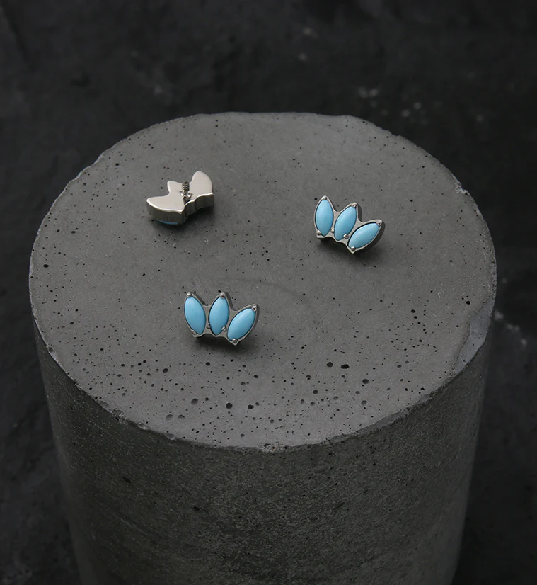 Empress Triple Howlite Turquoise Stone Internally Threaded Titanium Top - Image 2